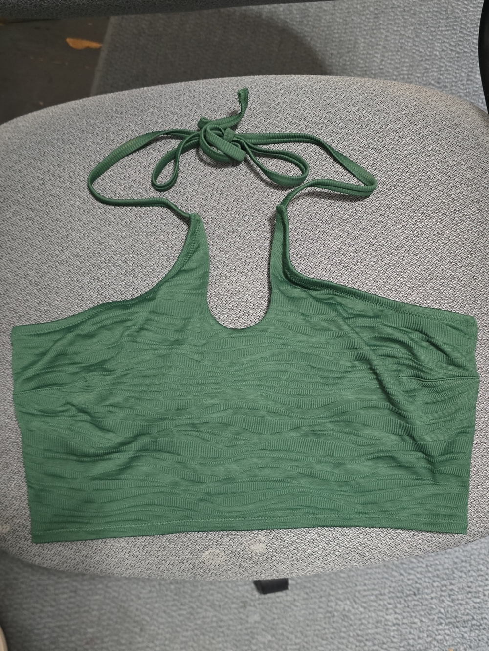 aerie Green Ribbed Halter Crop Top